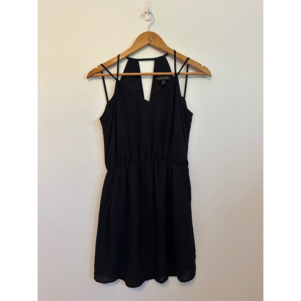 Banana Republic Black Double Strap Cutout Back Mini Dress | Size 0